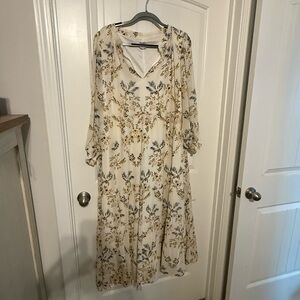 ARULA Tan Gold Long Sleeve Sundress